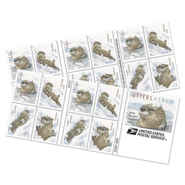 Otters in Snow Forever Stamps image 1