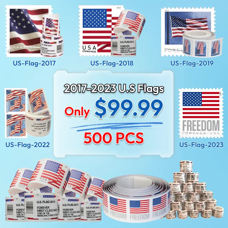 Limited Time Deal: $89.99 for 5 Rolls(500 Forever Stamps) - 2017/2018/2019/2022 Flag image 0