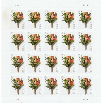 2017 Celebration Boutonniere Forever Stamp – First-Class Wedding Postage Sheet