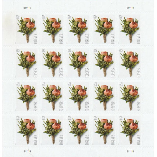 2017 Celebration Boutonniere Forever Stamp – First-Class Wedding Postage Sheet