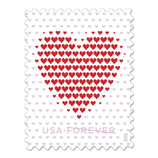 2020 Made of Hearts Forever Stamps | First-Class Wedding Stamps Sheet
