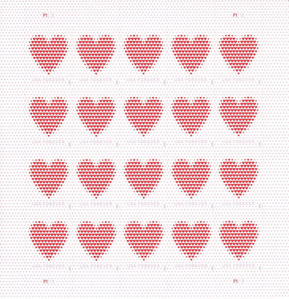 2020 Made of Hearts Forever Stamps | First-Class Wedding Stamps Sheet