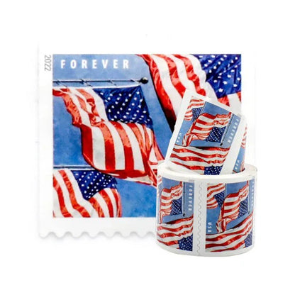 2022 U.S. Flag Forever Stamps – 100 Pcs Coil Roll (Self-Adhesive)