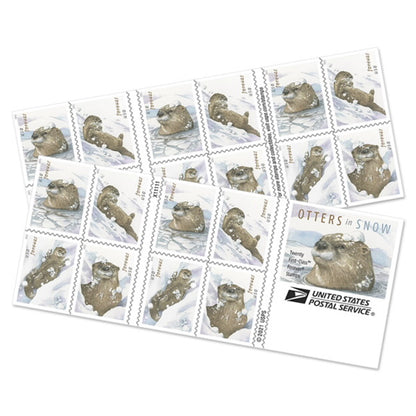 Otters in Snow Forever Stamps image 1