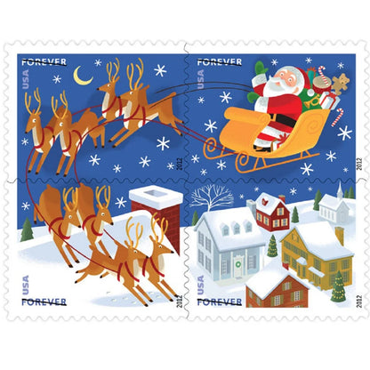 Santa and Sleigh Forever Stamps image 0