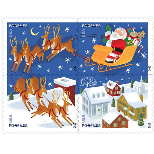 Santa and Sleigh Forever Stamps image 0