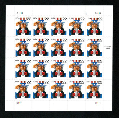 1998 22c Uncle Sam First Class Postage Stamps image 1