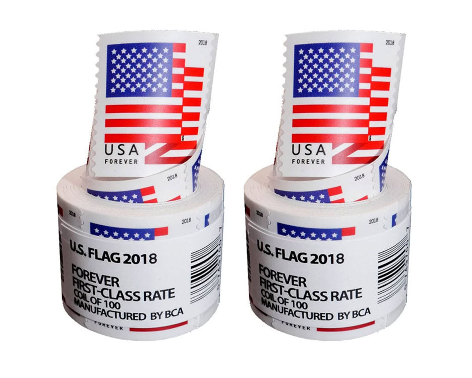 Limited Time Deal: $89.99 for 5 Rolls(500 Forever Stamps) - 2017/2018/2019/2022 Flag - 5 Rolls of 2018 Flag=500 Stamps image