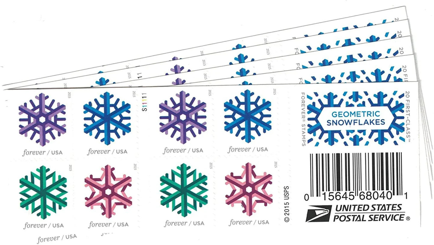 Geometric Snowflakes Forever Stamps image 1