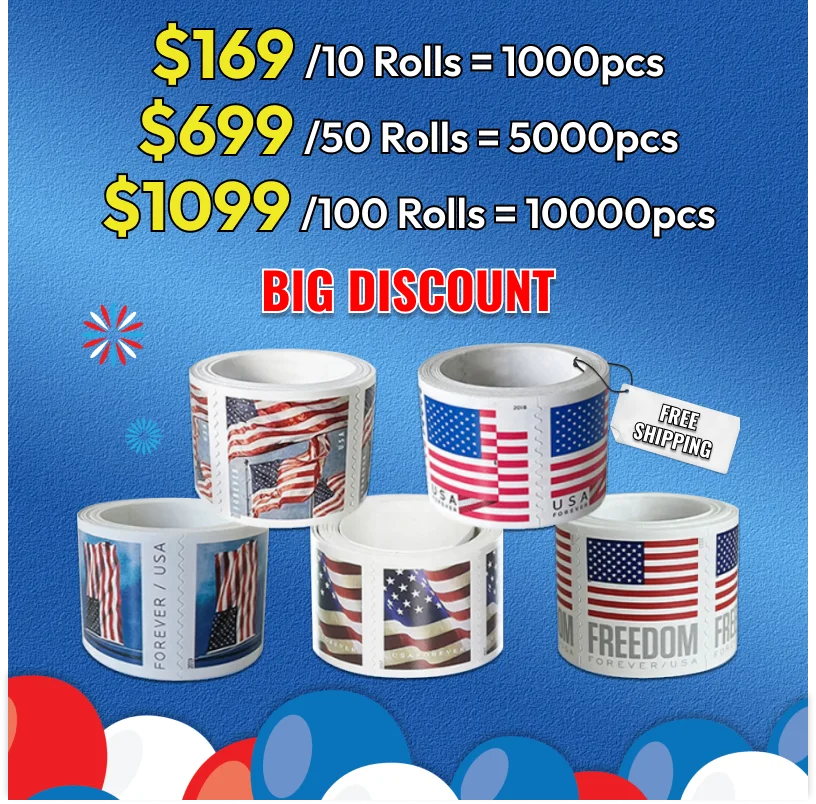 Highly Recommended: $149 for 10 Rolls(1000pcs) - 2017/2018/2019/2022 Flag image 0