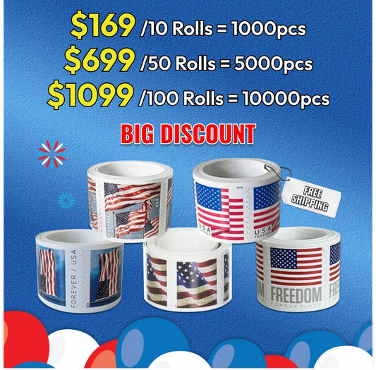 Highly Recommended: $149 for 10 Rolls(1000pcs) - 2017/2018/2019/2022 Flag image 0