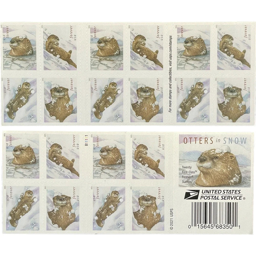 Otters in Snow Forever Stamps image 3