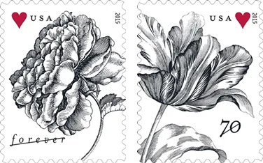 2015 Engraved Vintage Rose Forever First Class Stamps image 1